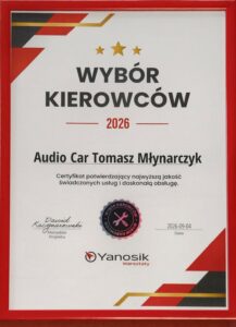 Wybór Kierowców 2026 – Yanosik Warsztaty dla Audio Car Tomasz Młynarczyk: „Certyfikat potwierdzający najwyższą jakość świadczonych usług i doskonałą obsługę”